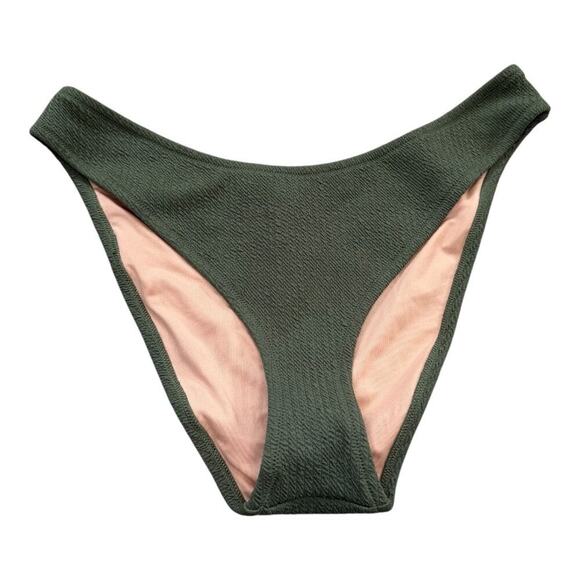 NEW J. Crew Women’s Large Green Textured Curved-waist Cheeky Bikini Bottom NWT - Picture 1 of 5